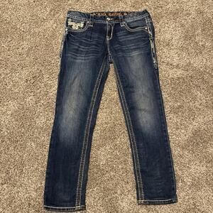 ROCK REVIVAL BETTY Easy Skinny Jeans Denim and Bling Women's Sz. 28x27